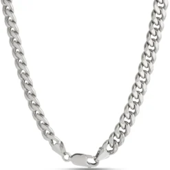 24-Inch Toscano Cuban Link Chain, 14K White Gold