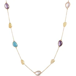 18-Inch Toscano Gemstone Necklace, 14K Yellow Gold