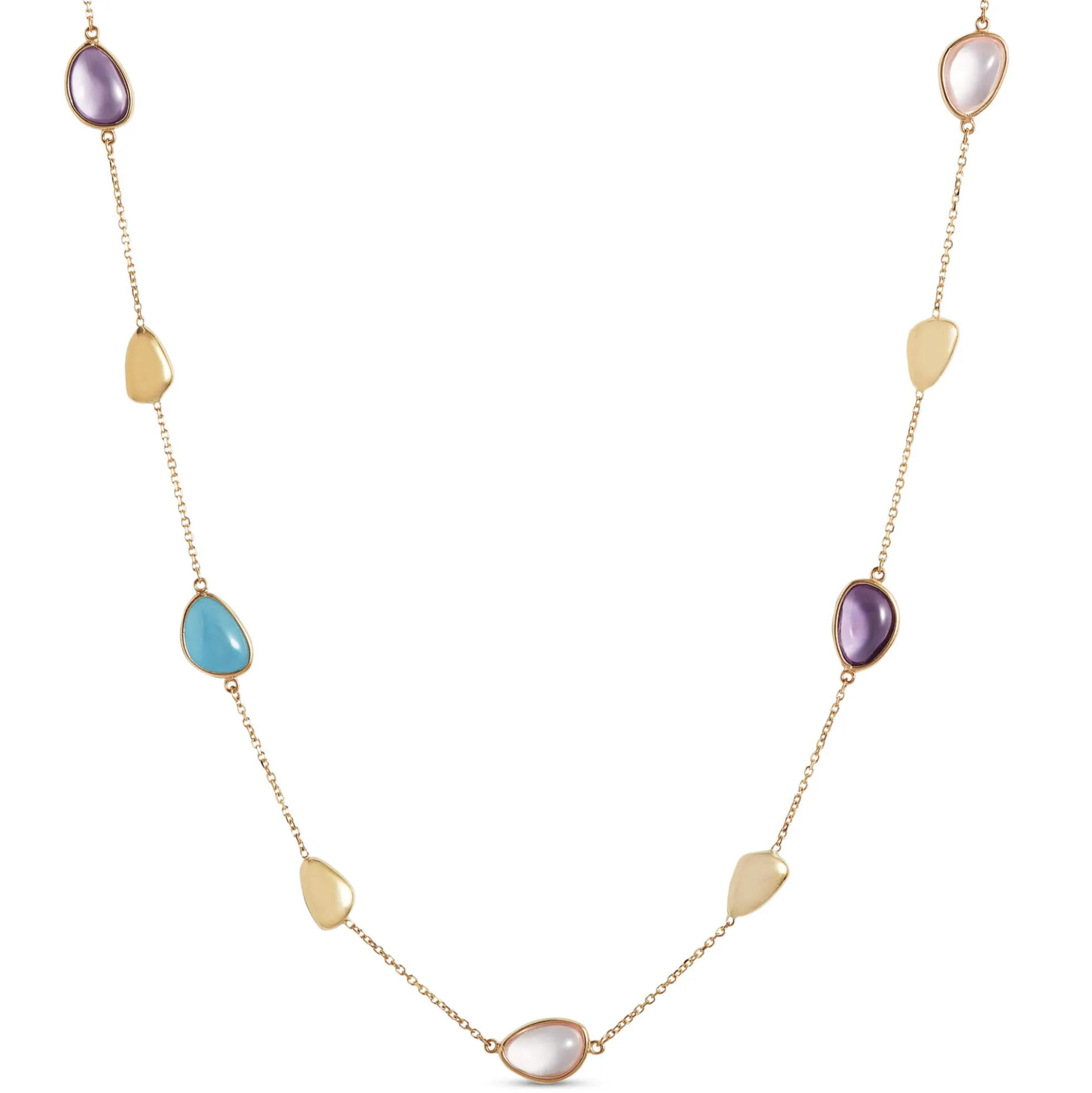 18-Inch Toscano Gemstone Necklace, 14K Yellow Gold