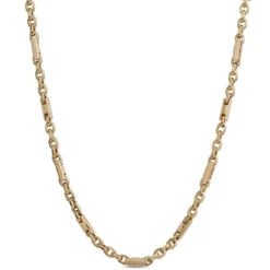 24-Inch Toscano Mixed Link Neck Chain, 14K Yellow Gold