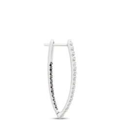 Inside-Outside Black and White Diamond Hoops, 14K White Gold