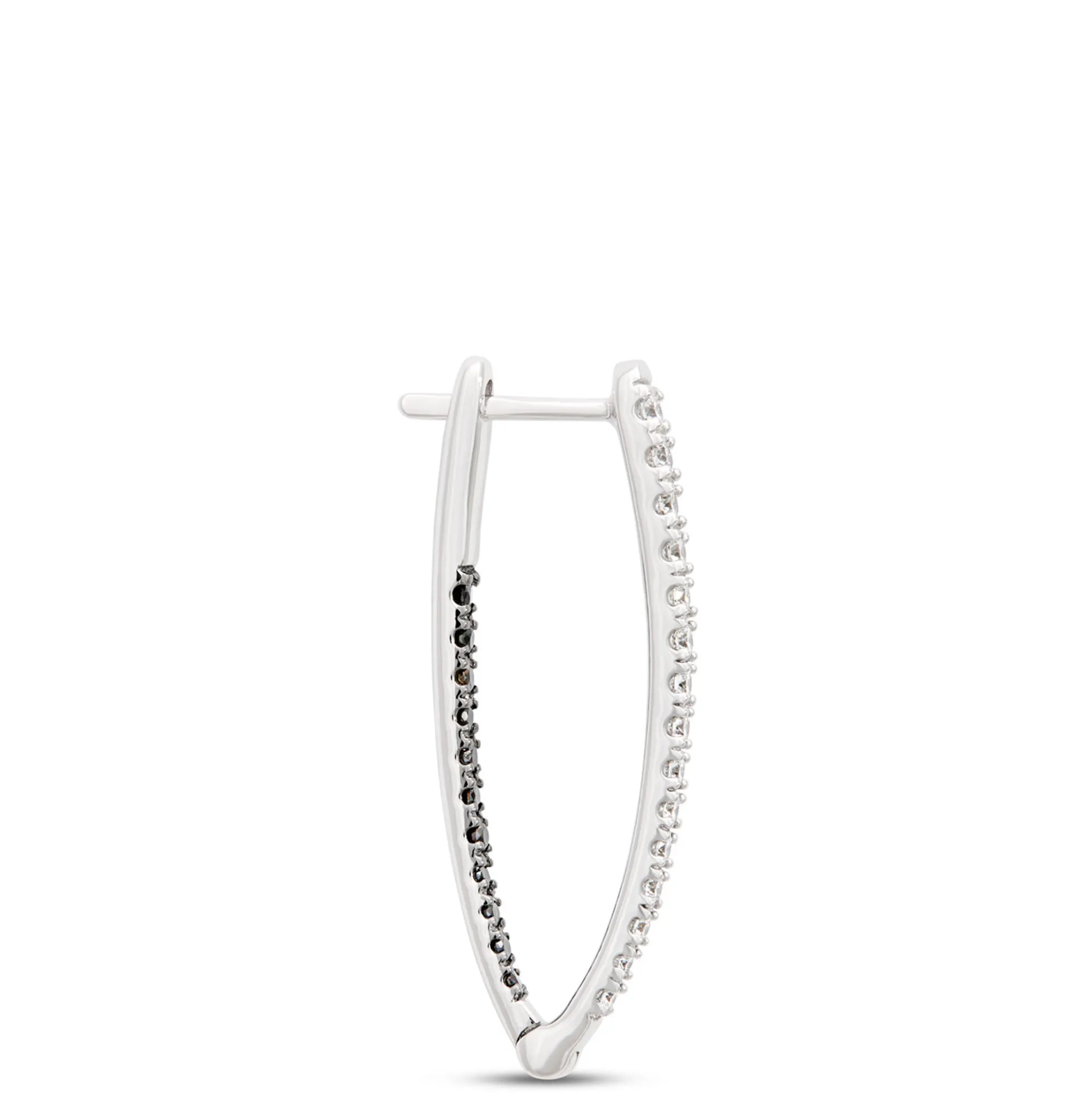 Inside-Outside Black and White Diamond Hoops, 14K White Gold