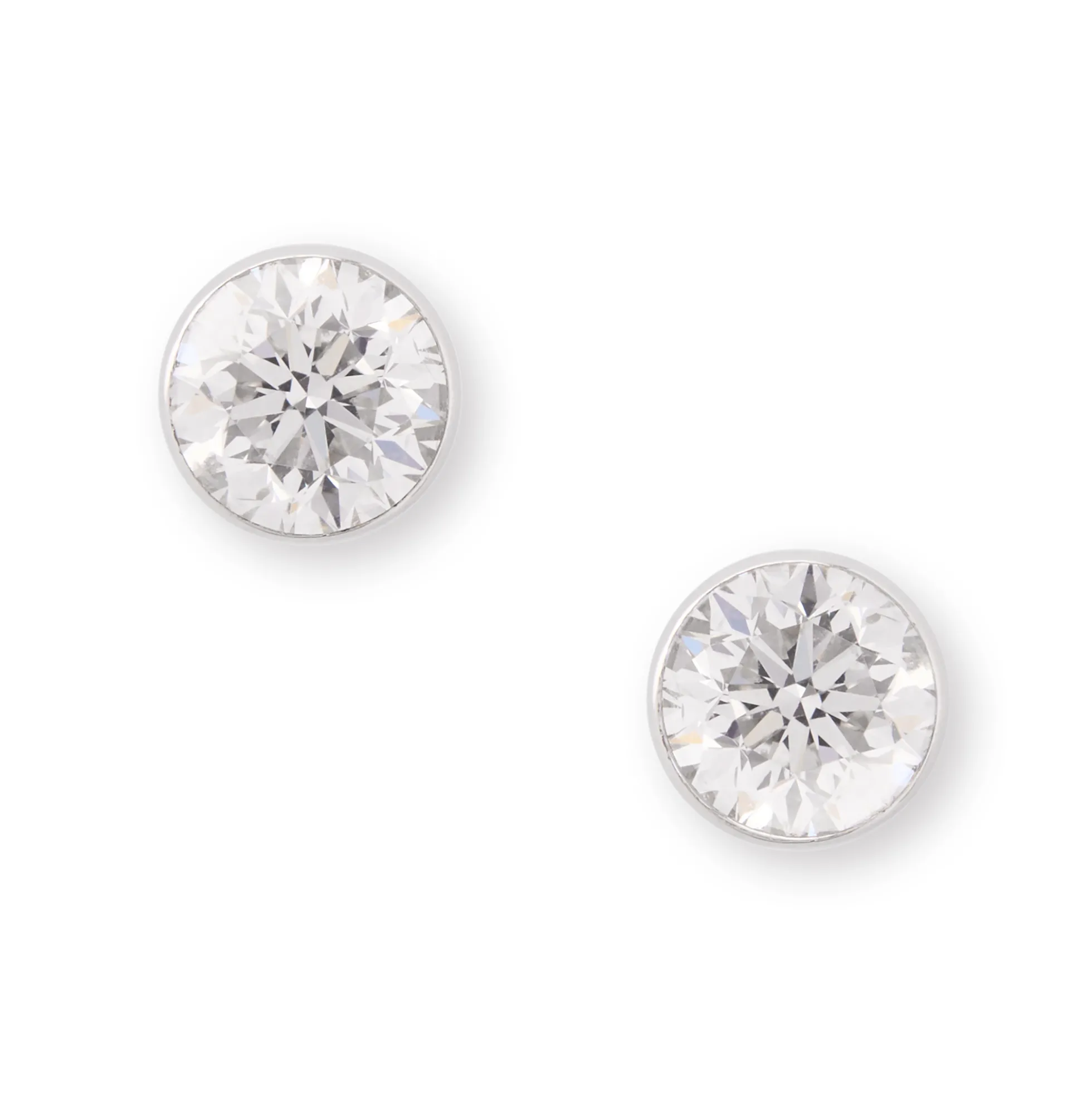 Invisible Bezel Classic Round Diamond Studs, 1 Carat, 14K White Gold