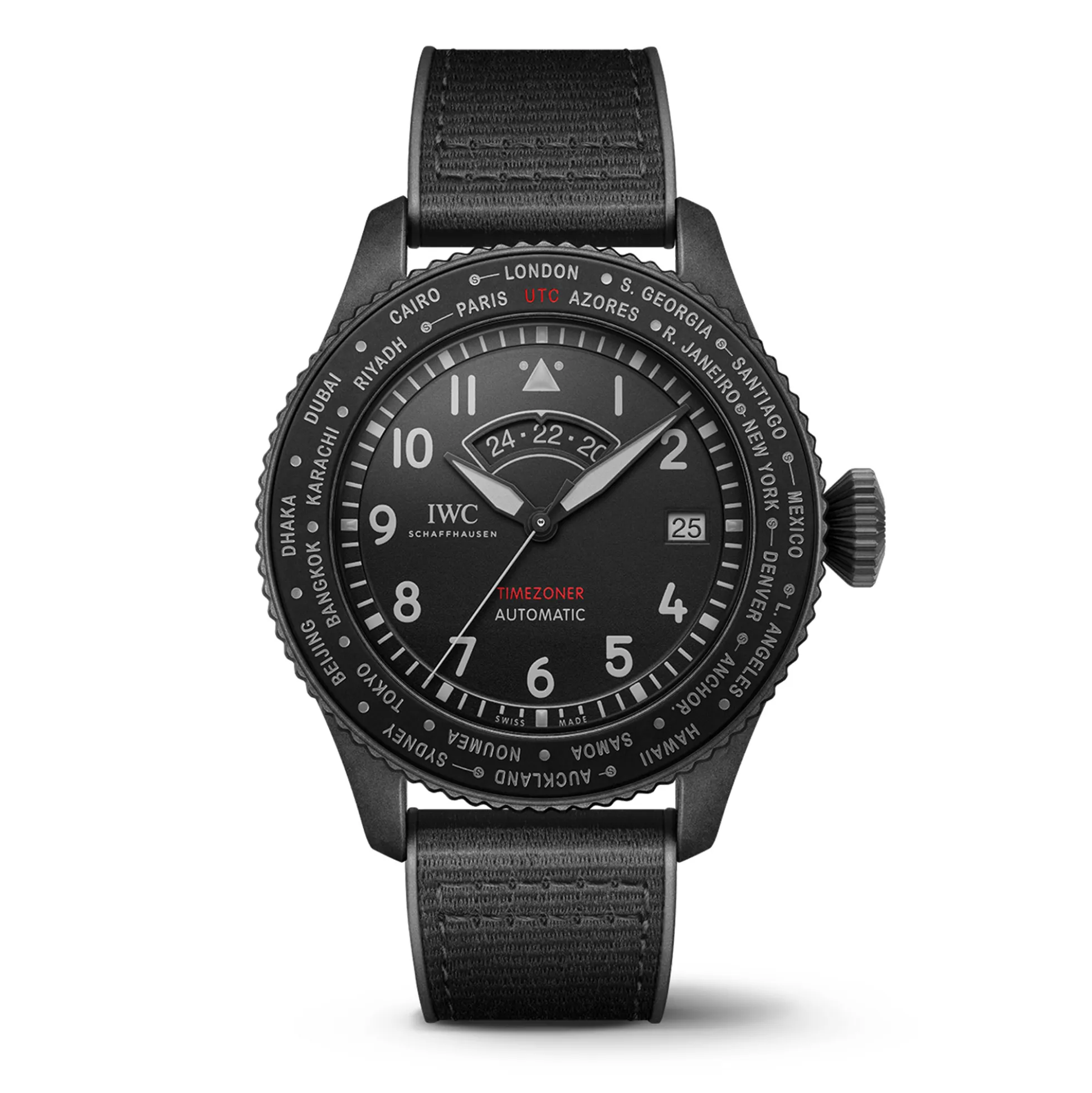 IWC Pilot's Watch Timezoner TOP GUN Ceratanium Black Dial Watch, 46mm