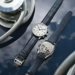 IWC Portugieser Silver Dial Blue Detailed Chronograph Watch, 41mm