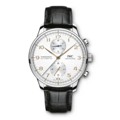 IWC Portugieser Silver Dial Gold Detailed Chronograph Watch, 41mm