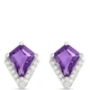Kite Amethyst Diamond Studs, 14K White Gold