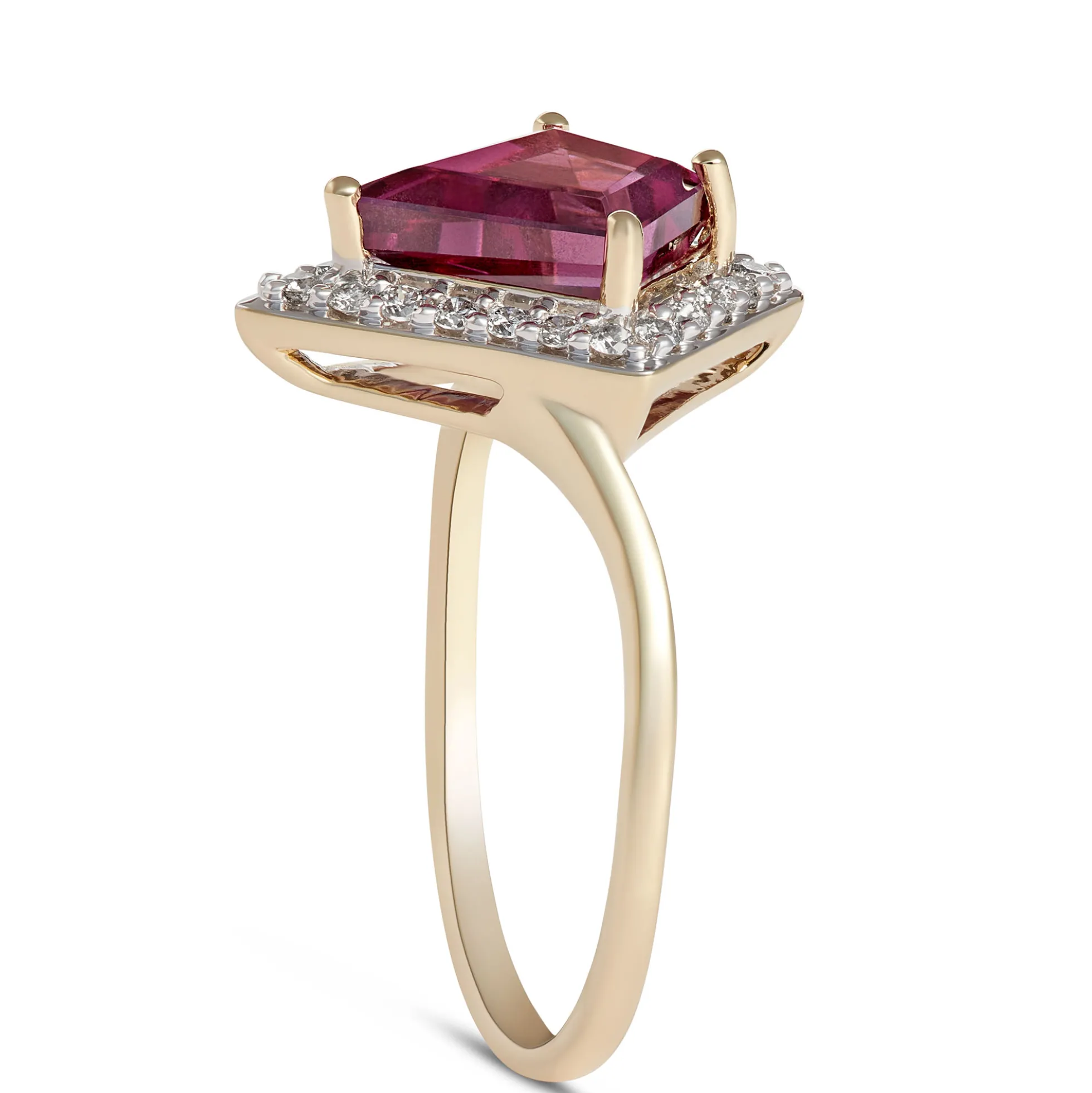 Kite Purple Garnet Gemstone Ring, 14K Yellow Gold
