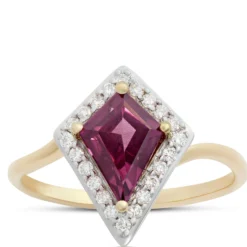 Kite Purple Garnet Gemstone Ring, 14K Yellow Gold