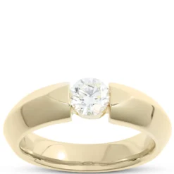 Knife Edge Diamond Ring, 18k Yellow Gold