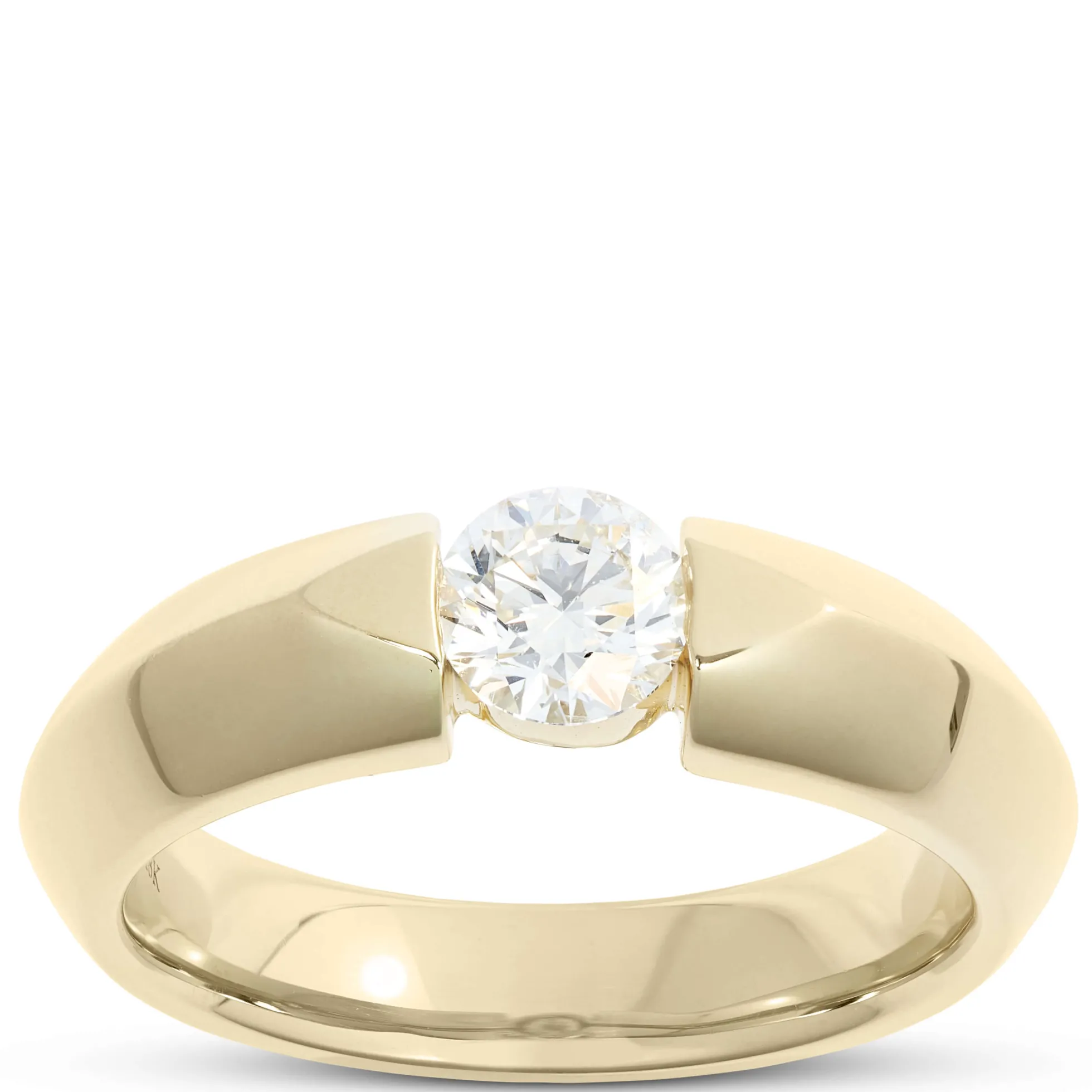Knife Edge Diamond Ring, 18k Yellow Gold