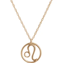 Leo Zodiac Sign Pendant Necklace, 14K Yellow Gold