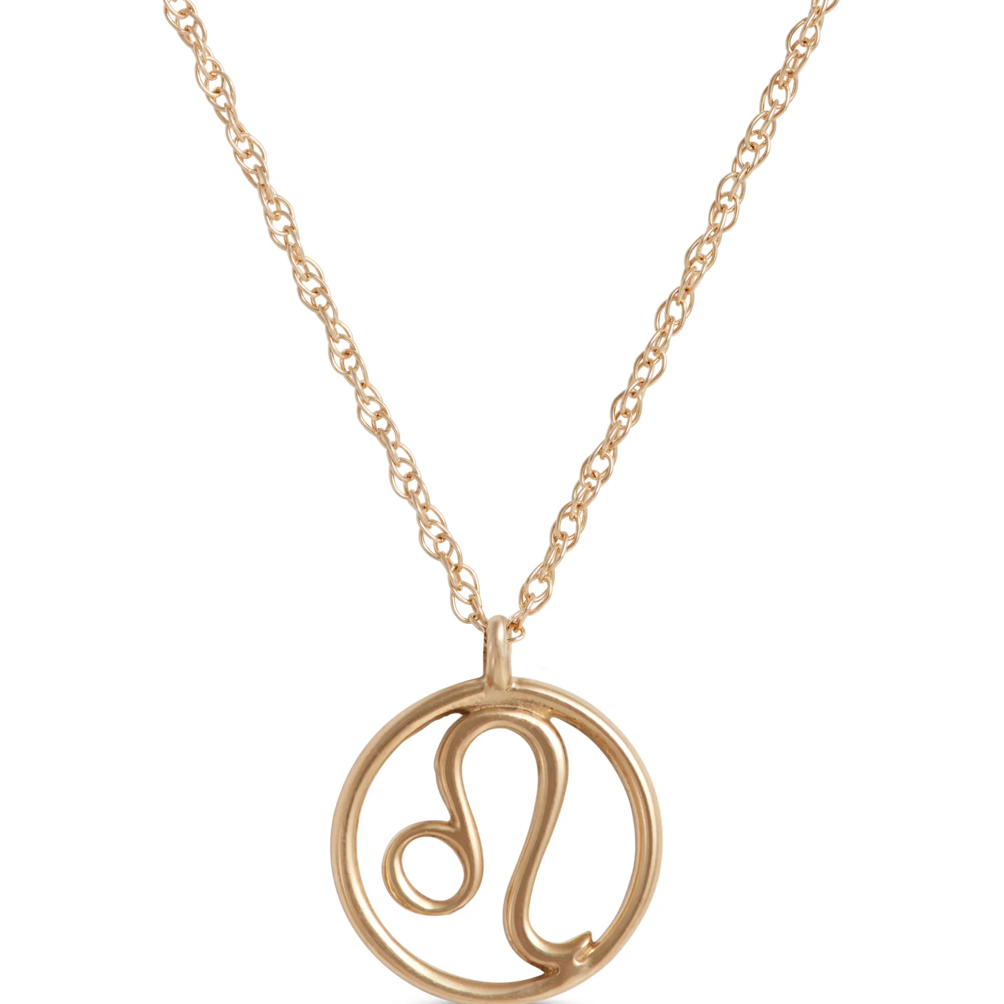Leo Zodiac Sign Pendant Necklace, 14K Yellow Gold