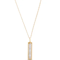 Linear Frame Diamond Pendant, 14k Two-Tone