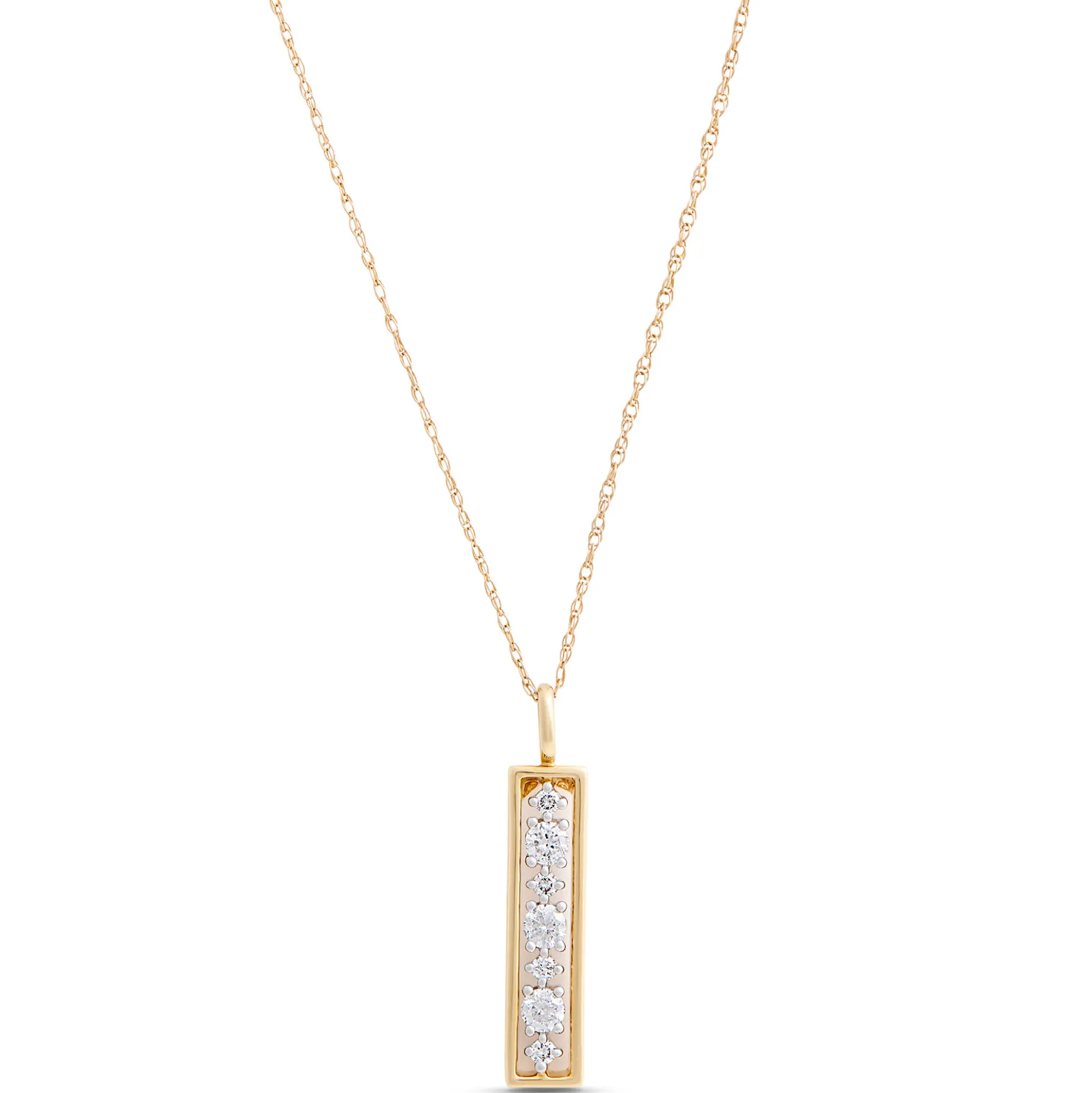 Linear Frame Diamond Pendant, 14k Two-Tone