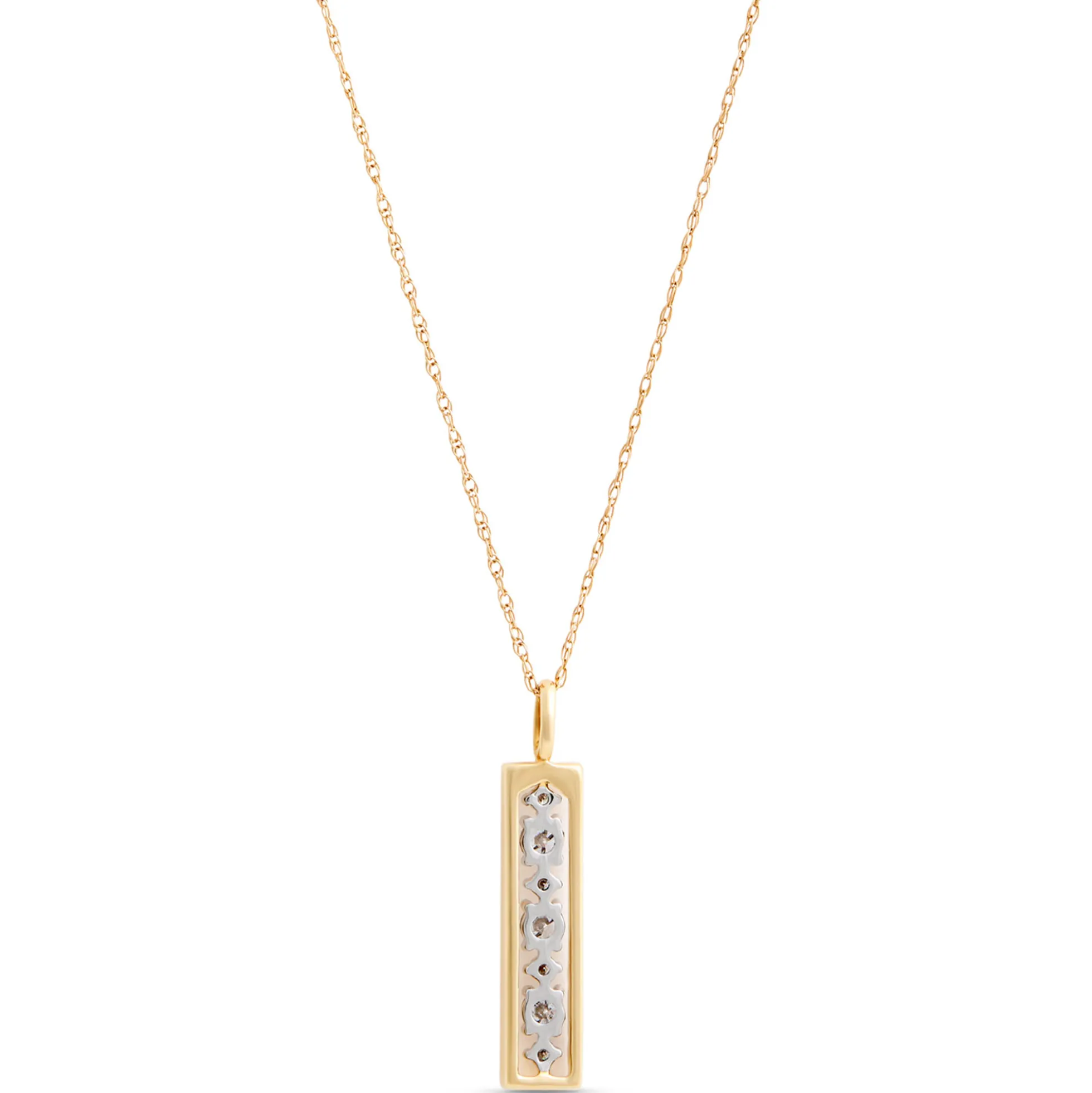 Linear Frame Diamond Pendant, 14k Two-Tone