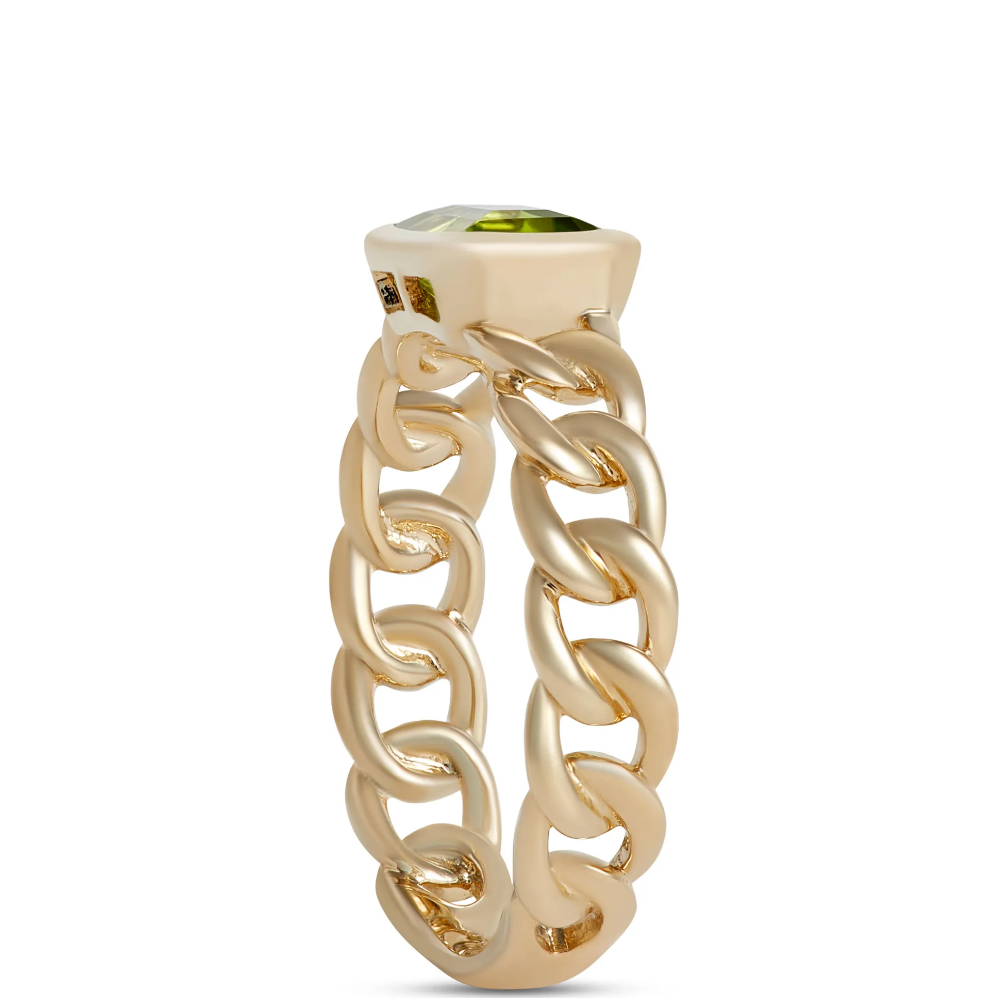 Linked Shank Peridot Ring, 14K Yellow Gold