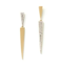 Long Triangle Diamond Earrings, 14K Yellow Gold