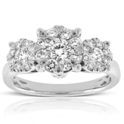 Love Eternal Diamond Cluster 3-Stone Engagement Ring 14K
