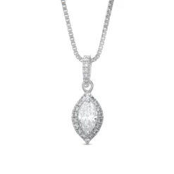 Marquise Cluster Diamond Pendant, 14K White Gold