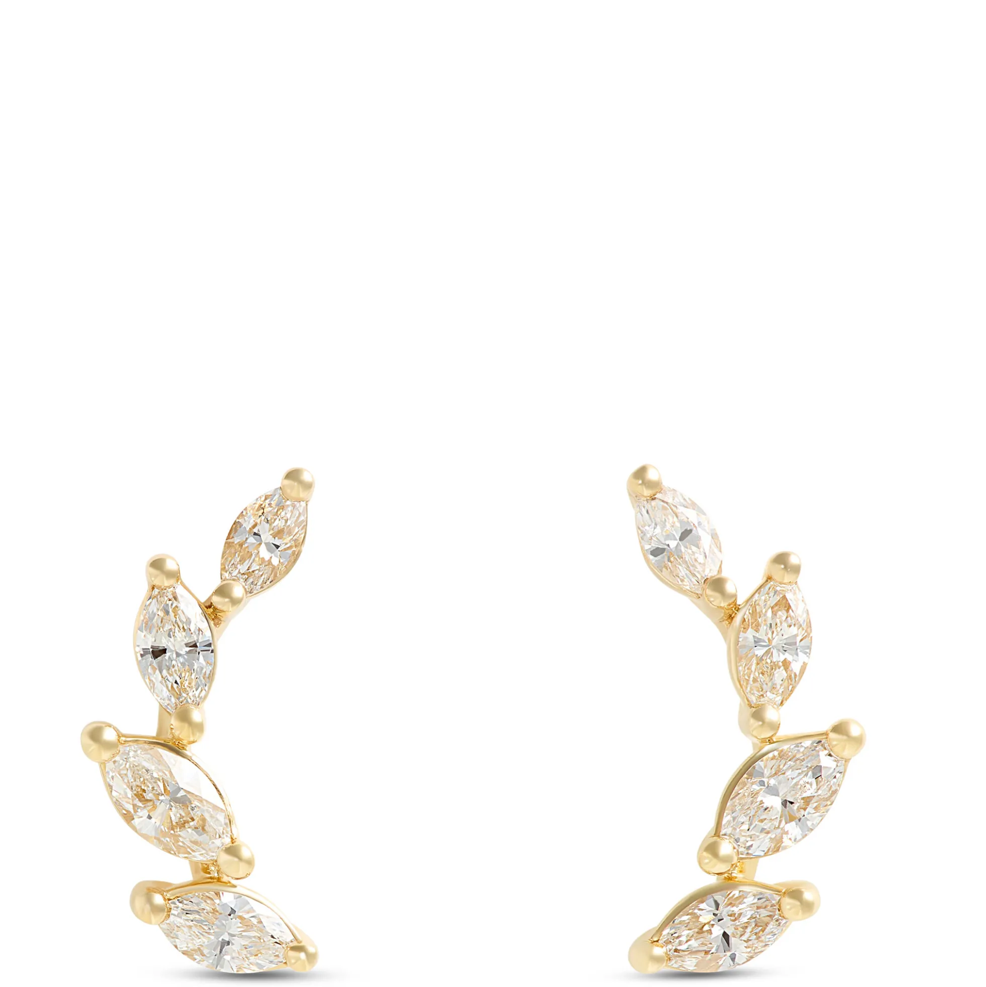 Marquise Diamond Climber Earrings, ½ Total Carat Weight, 14K Yellow Gold