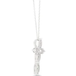Marquise Diamond Cross Necklace, 2 Total Carat Weight, 14K White Gold