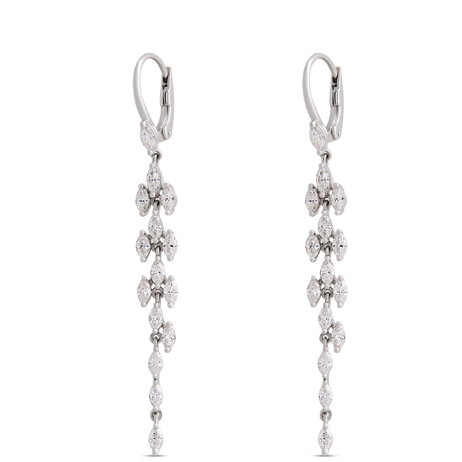 Marquise Diamond Drop Earrings, 14K White Gold