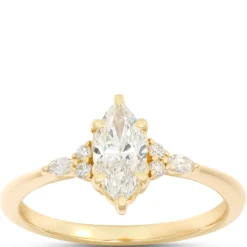 Marquise Diamond Engagement Ring, 9/10 Carat Total Weight, 14K Yellow Gold