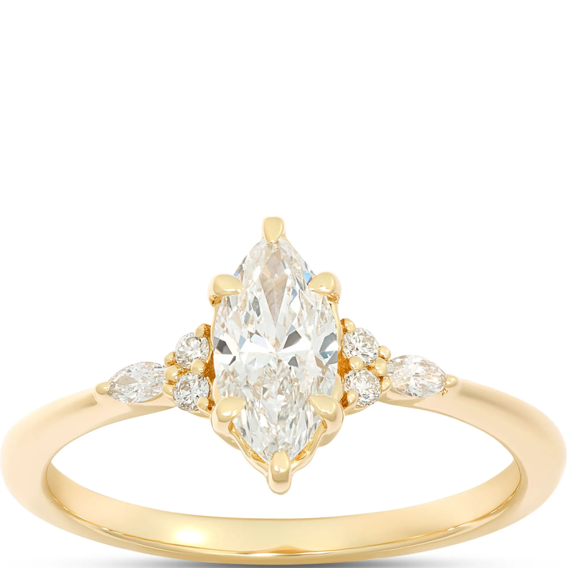 Marquise Diamond Engagement Ring, 9/10 Carat Total Weight, 14K Yellow Gold
