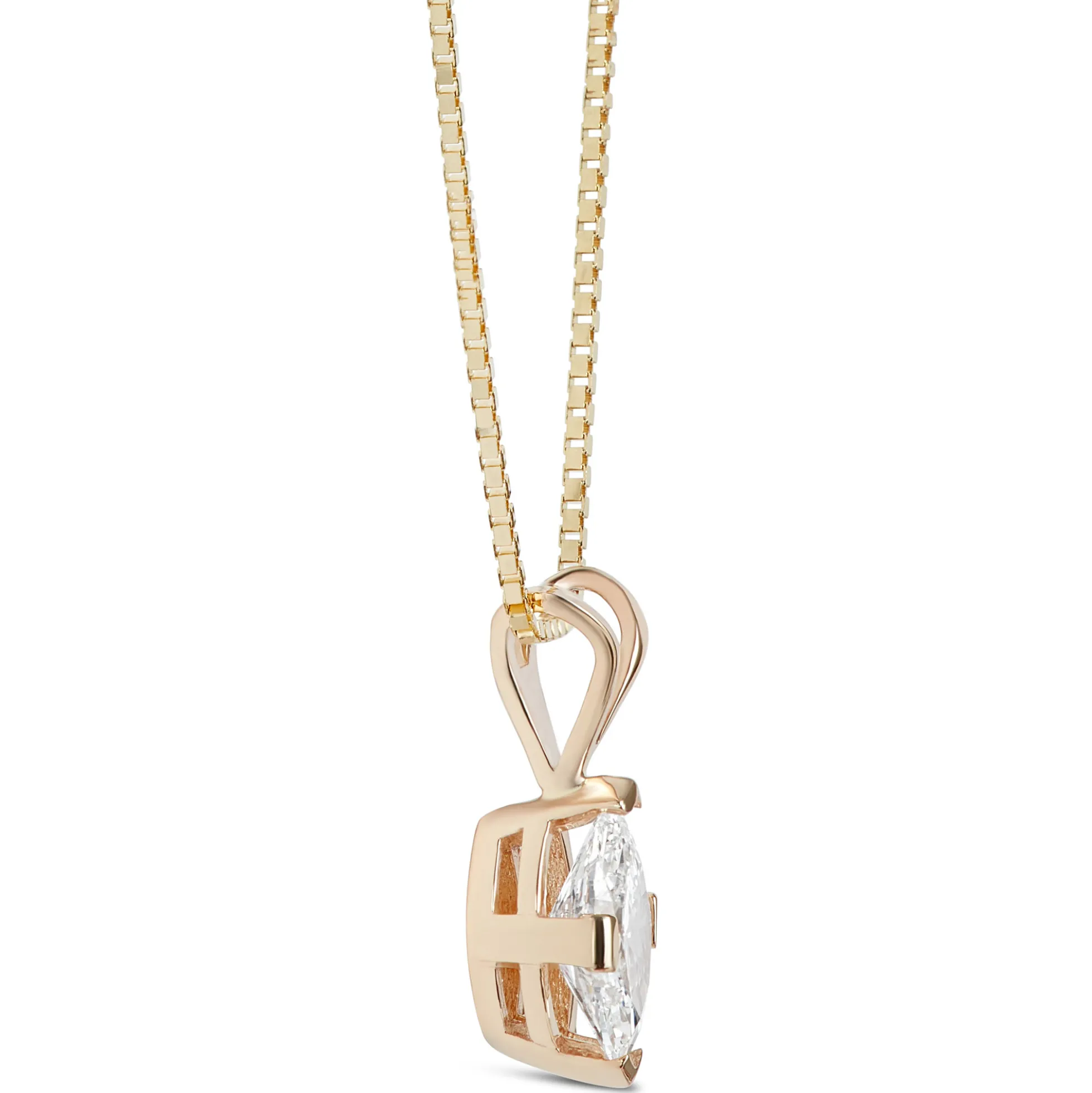 Marquise Diamond Pendant, ¾ Carat Total Weight, 14K Yellow Gold