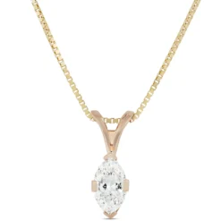 Marquise Diamond Pendant, ¾ Carat Total Weight, 14K Yellow Gold