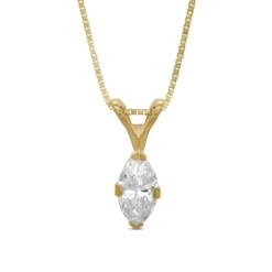 Marquise Diamond Pendant, ⅓ Carat Total Weight, 14K Yellow Gold