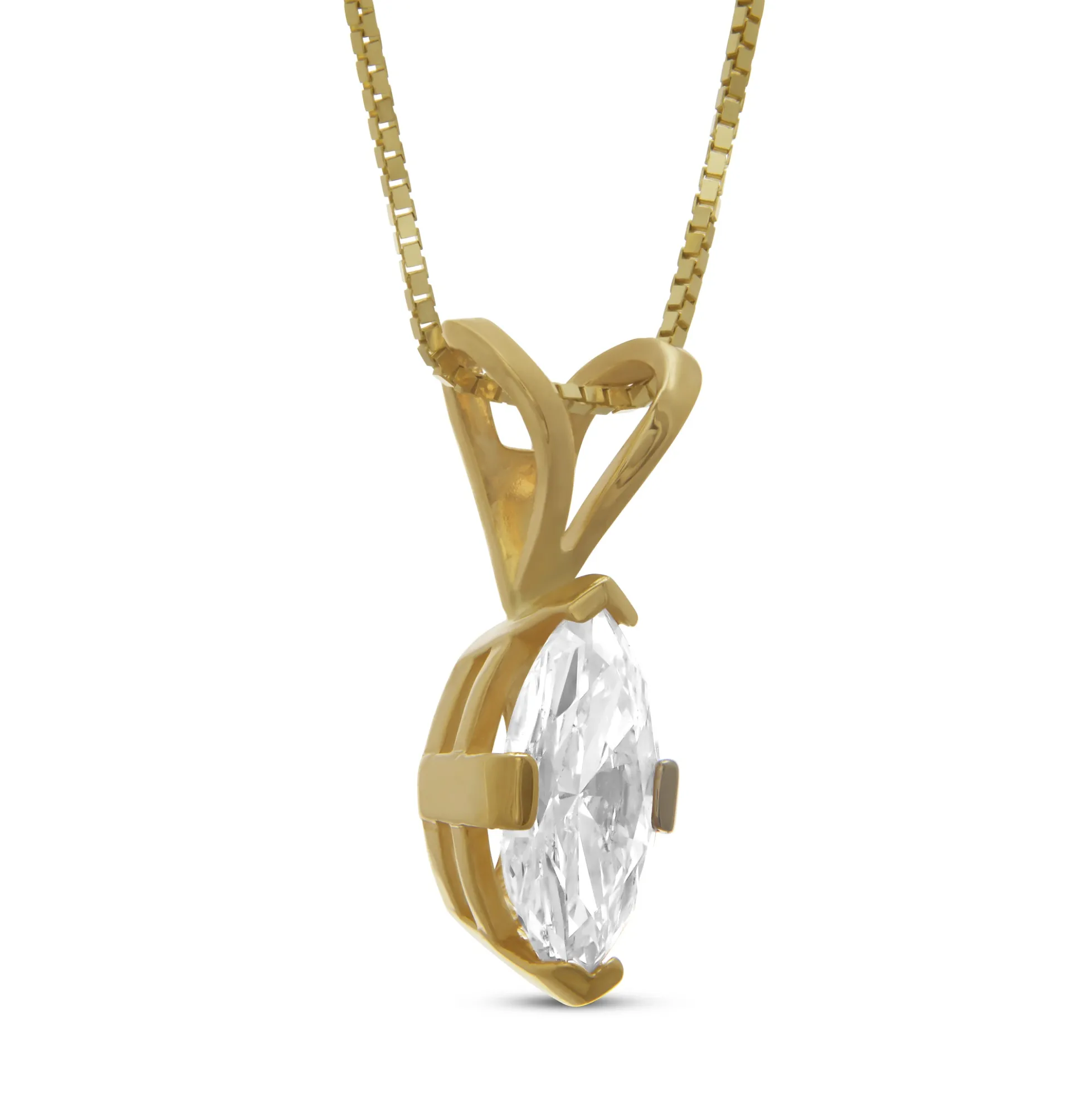Marquise Diamond Pendant, ½ Carat Total Weight, 14K Yellow Gold