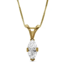 Marquise Diamond Pendant, ½ Carat Total Weight, 14K Yellow Gold