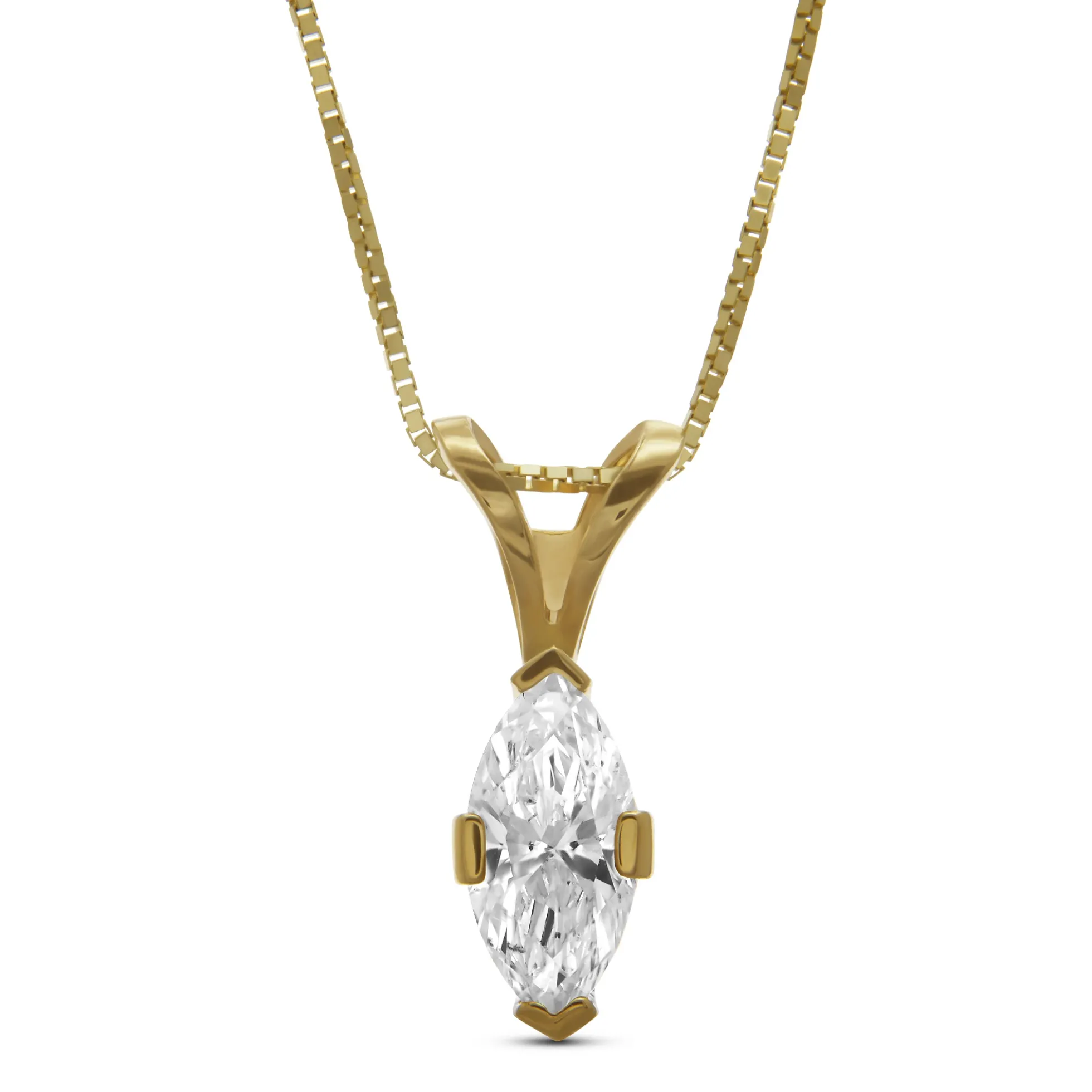 Marquise Diamond Pendant, ½ Carat Total Weight, 14K Yellow Gold