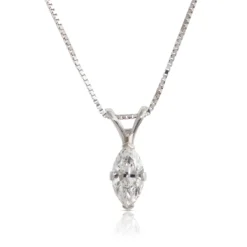 Marquise Diamond Pendant, ⅓ Carat Total Weight, 14K White Gold