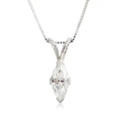 Marquise Diamond Pendant, ½ Carat Total Weight, 14K White Gold