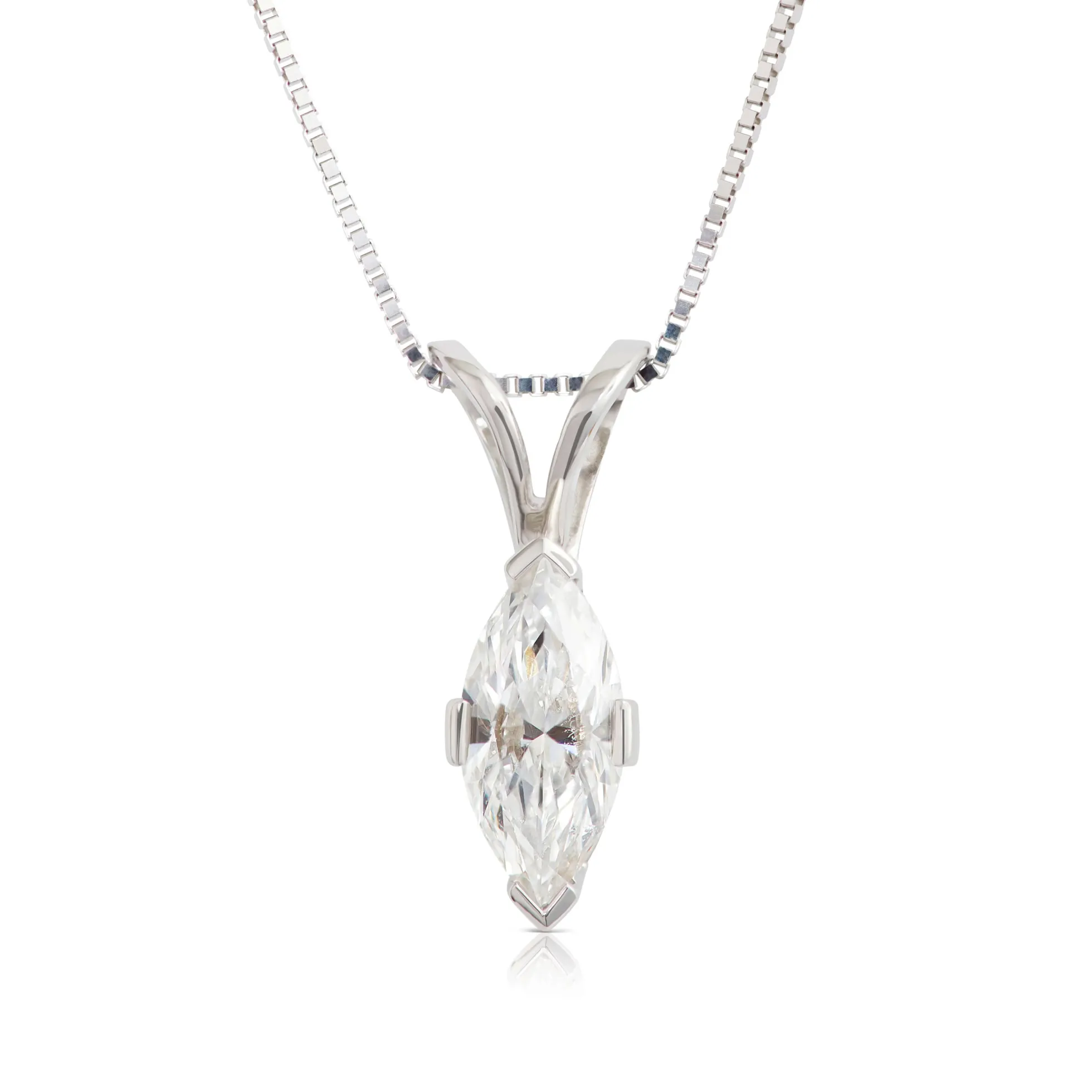 Marquise Diamond Pendant, ½ Carat Total Weight, 14K White Gold