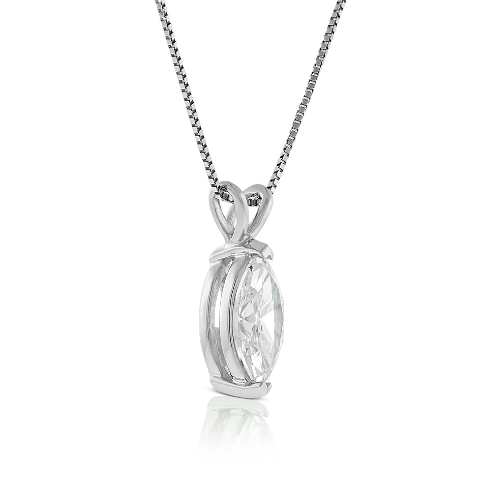 Marquise Diamond Pendant, ¾ Carat Total Weight, 14K White Gold