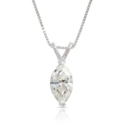 Marquise Diamond Pendant, ¾ Carat Total Weight, 14K White Gold