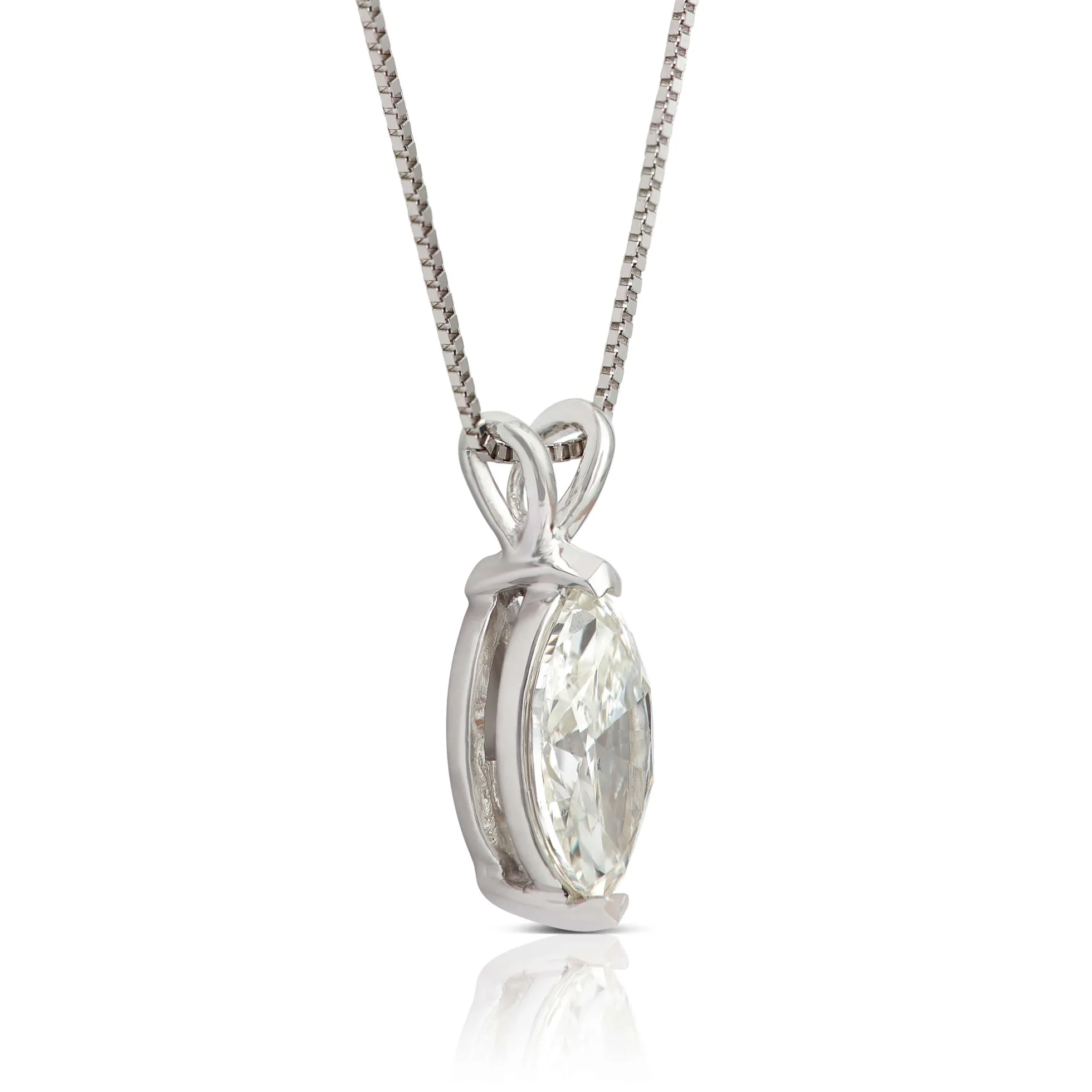 Marquise Diamond Pendant, ¾ Carat Total Weight, 14K White Gold
