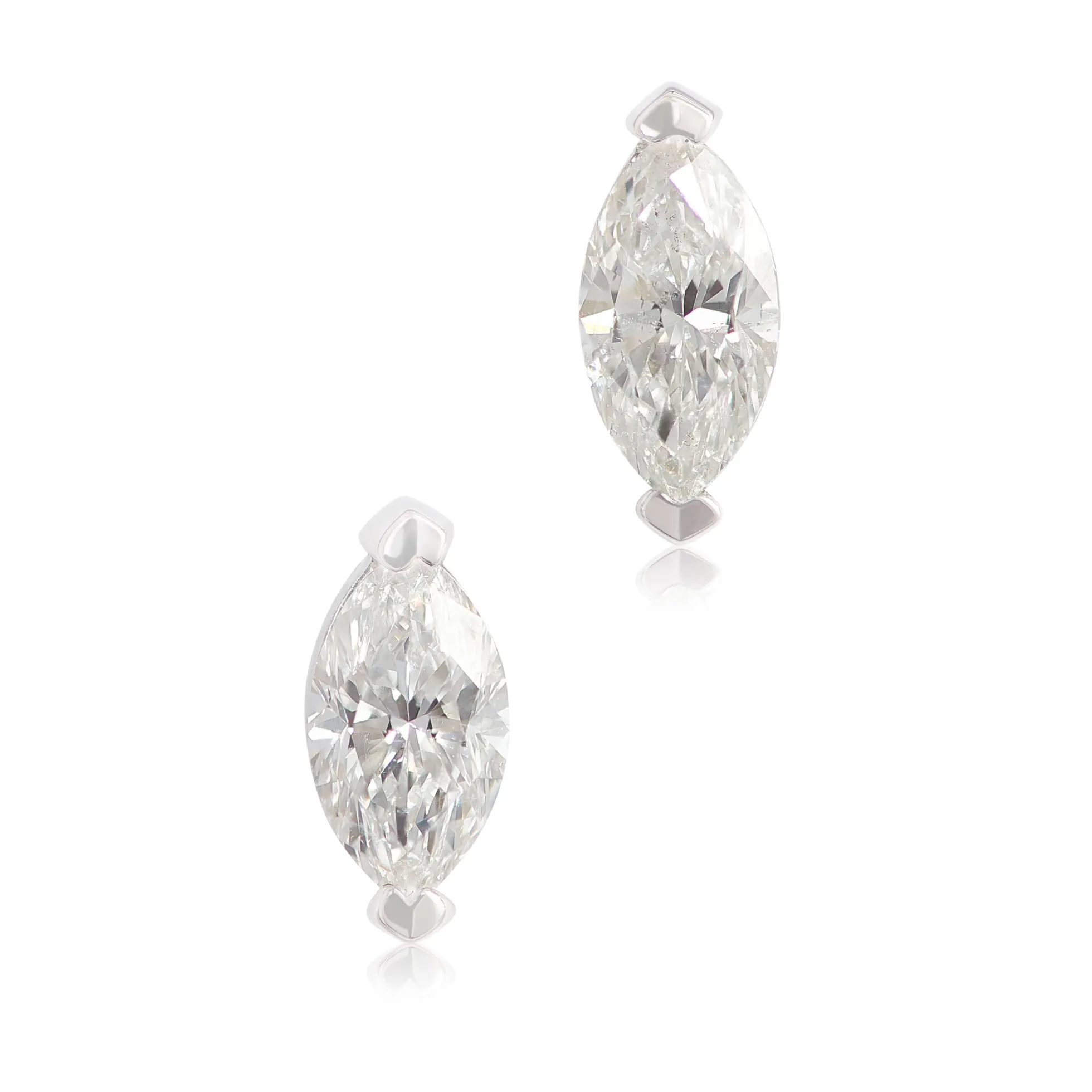 Marquise Diamond Studs, 1/4 Carat Total Weight, 14K White Gold