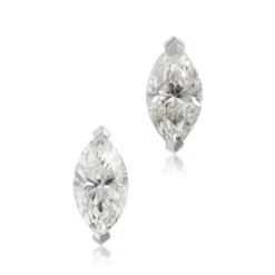 Marquise Diamond Studs, 3/4 Carat Total Weight, 14K White Gold