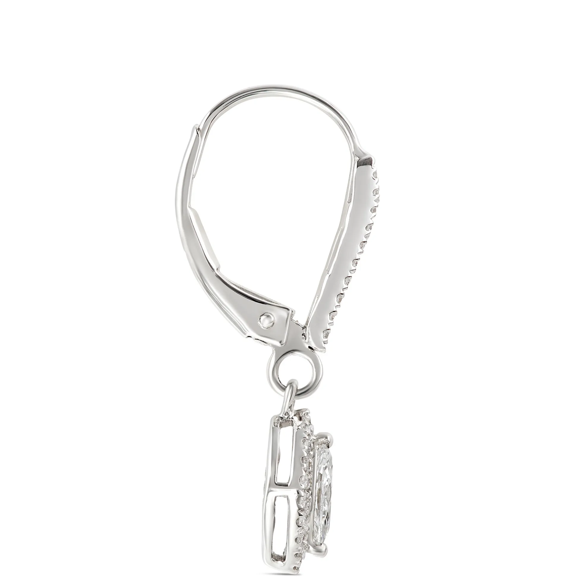 Marquise Leverback Diamond Earrings, 14K White Gold