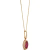 Marquise Ruby & Diamond Halo Necklace 14K