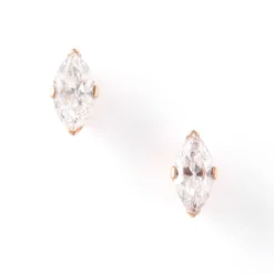 Marquise Solitaire Diamond Studs, ½ Carat Total Weight, in 14K Yellow Gold