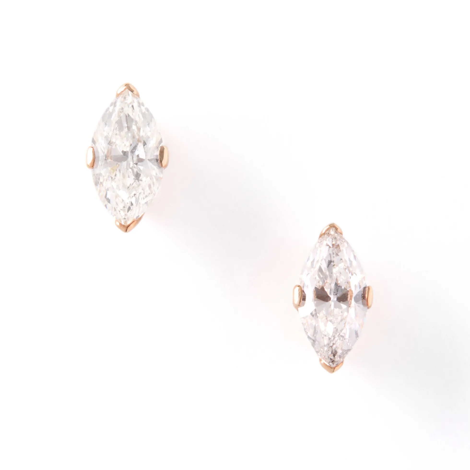 Marquise Solitaire Diamond Studs, ½ Carat Total Weight, in 14K Yellow Gold