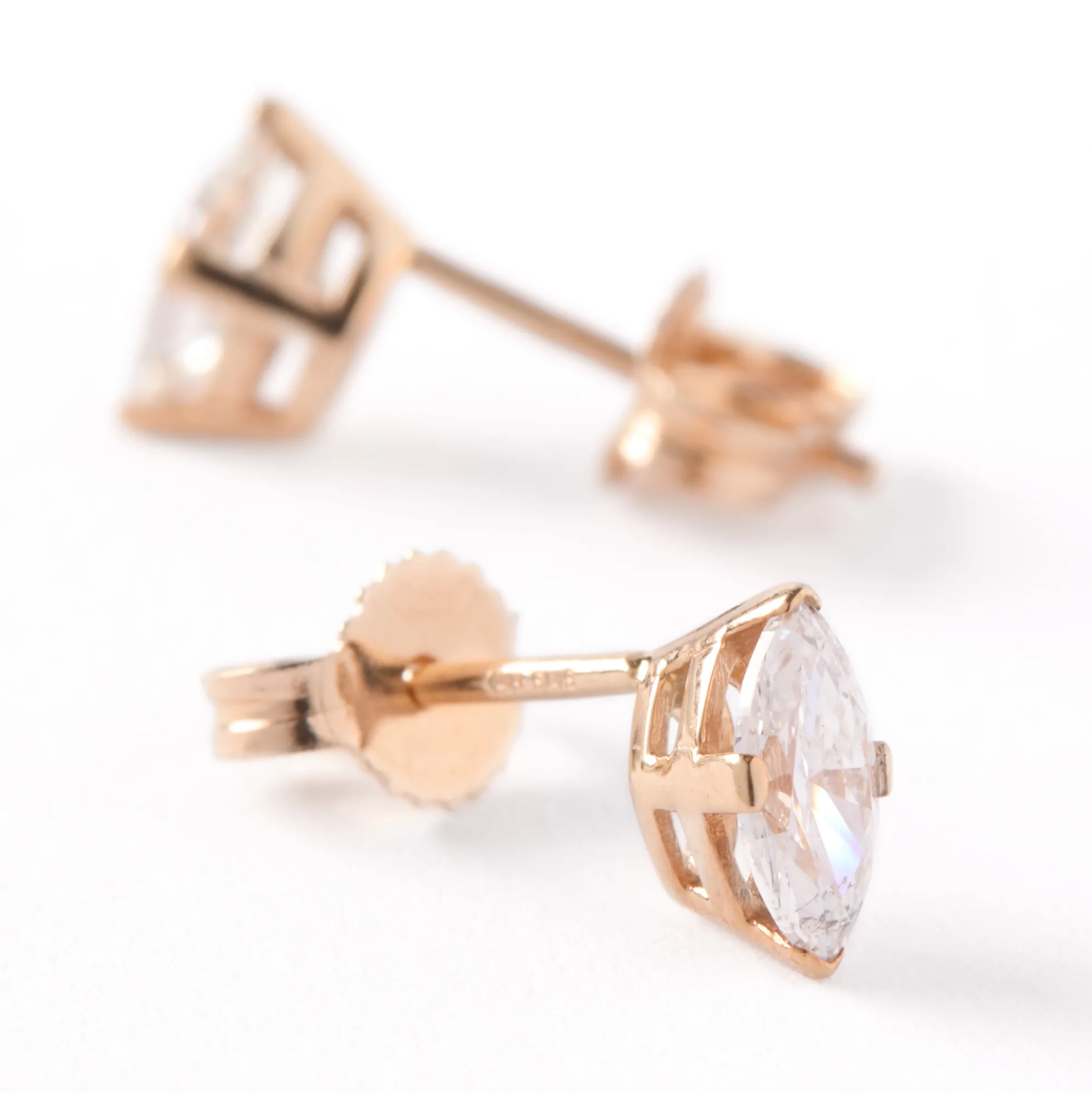 Marquise Solitaire Diamond Studs, ½ Carat Total Weight, in 14K Yellow Gold