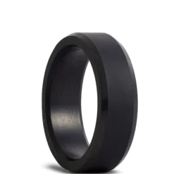 Matte Bevel Black Diamond Polycrystalline Band, 7mm