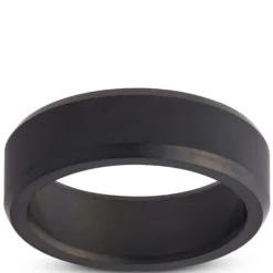 Matte Bevel Black Diamond Polycrystalline Band, 7mm